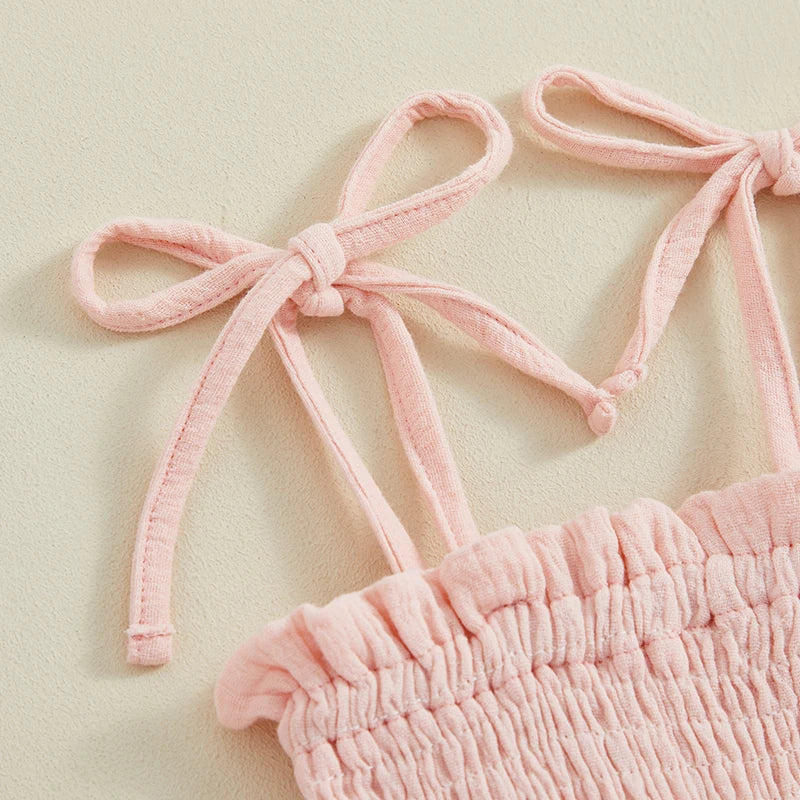 Baby Girl Sleeveless Tie-Strap Romper & Headband