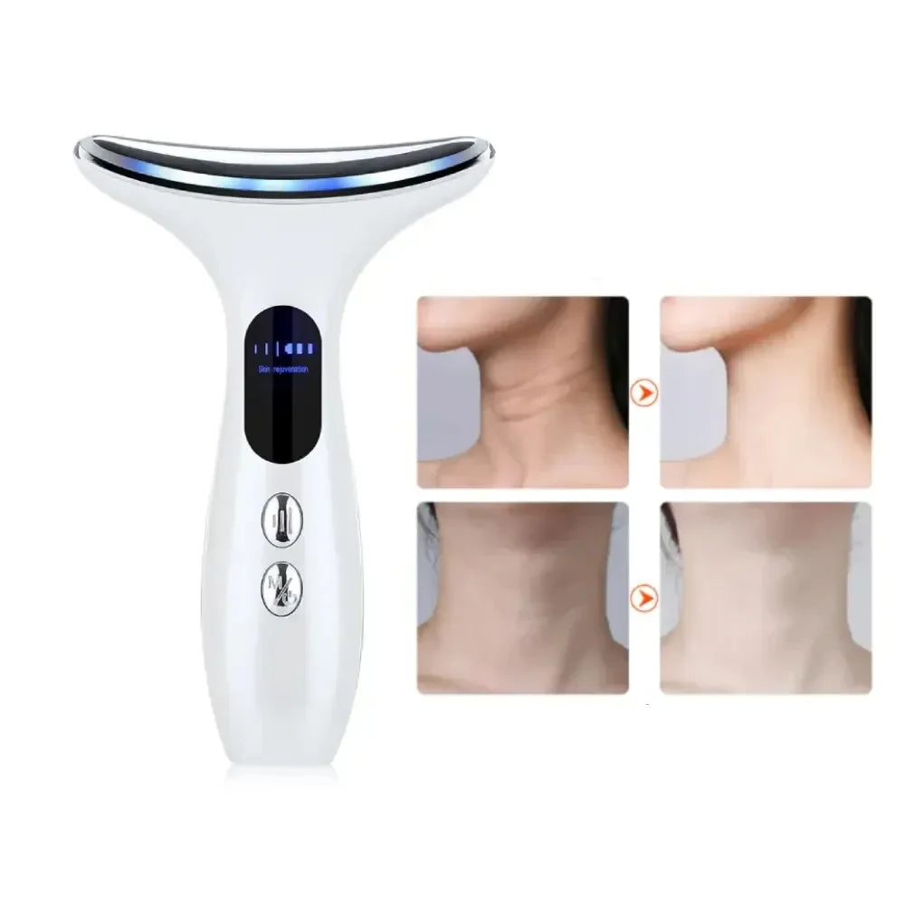 Dispositivo de masaje vibratorio para cuello y cara, máquina de Estiramiento facial, microcorrientes, terapia de luz roja, antiarrugas