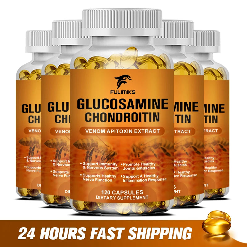 Glucosamina 1500 mg Condroitina 1200 mg Cápsulas de resistencia extra Soporte para articulaciones Suplemento de apoyo inmunológico antioxidante para adultos
