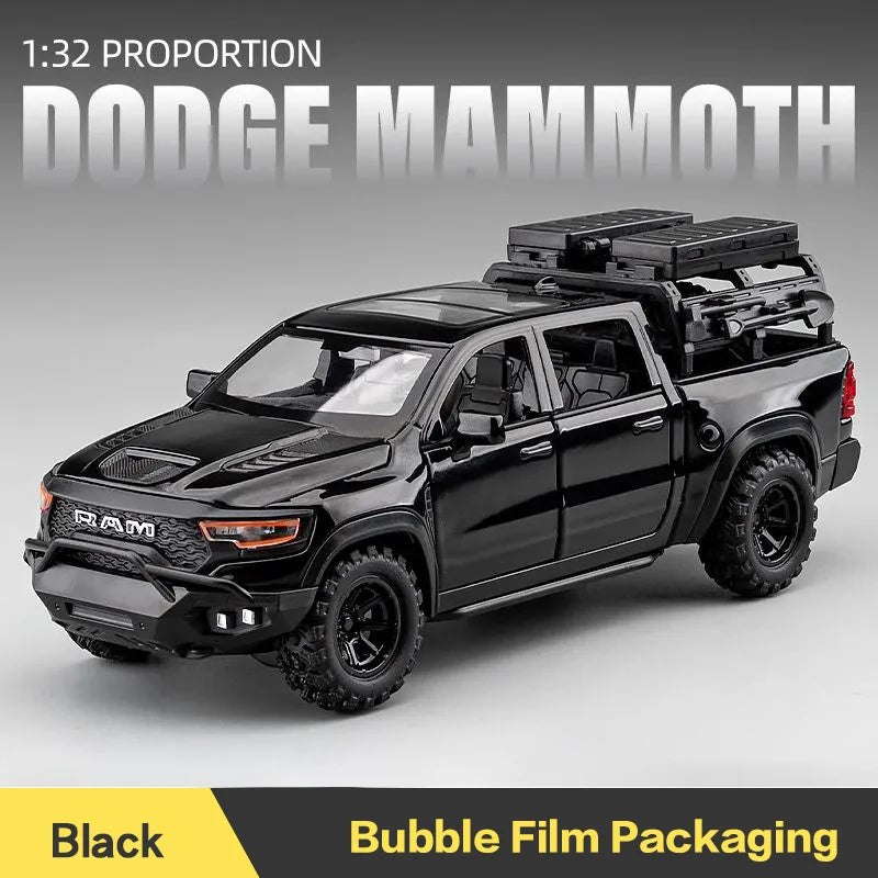 1:32 Dodge RAM Mammoth camioneta todoterreno aleación coche de juguete modelo sonido y luz colección regalo para niños chico