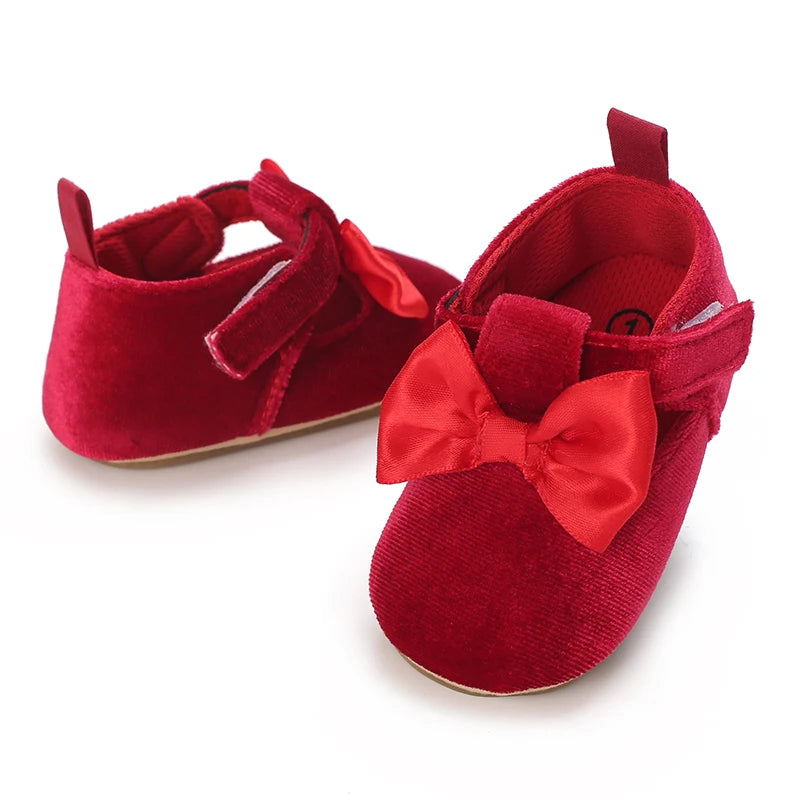 Spring and Autumn New Velvet Baby Shoes Sneakers Non slip Shoes Red Christmas Velvet Children's Shoes