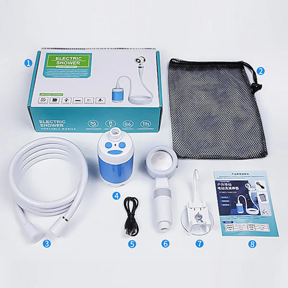 Bomba de ducha portátil para acampar con pantalla Digital, bomba de ducha eléctrica recargable mejorada de 4000mAh, para acampar, dormitorio en la playa