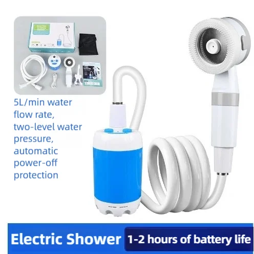 Bomba de ducha portátil para acampar con pantalla Digital, bomba de ducha eléctrica recargable mejorada de 4000mAh, para acampar, dormitorio en la playa