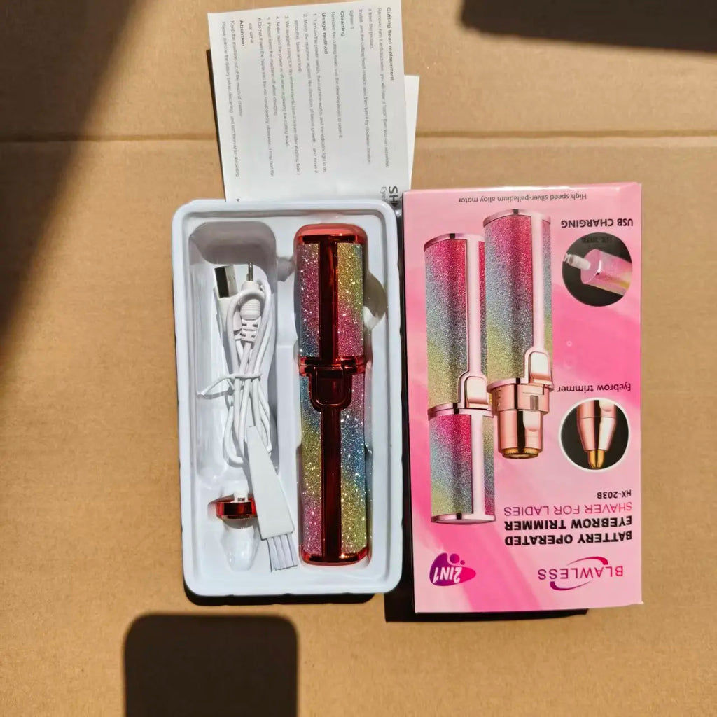 Depiladora eléctrica portátil 2 en 1 recargable, depilación facial, afeitadora de cejas, afeitadora facial indolora para rostro y labios.
