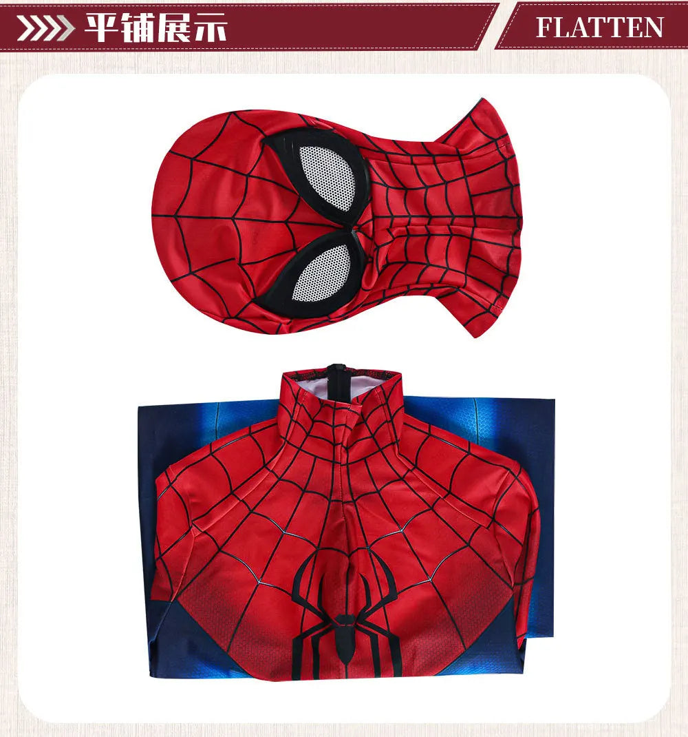 Red & Blue Spider-Web Cosplay Bodysuit for Adults