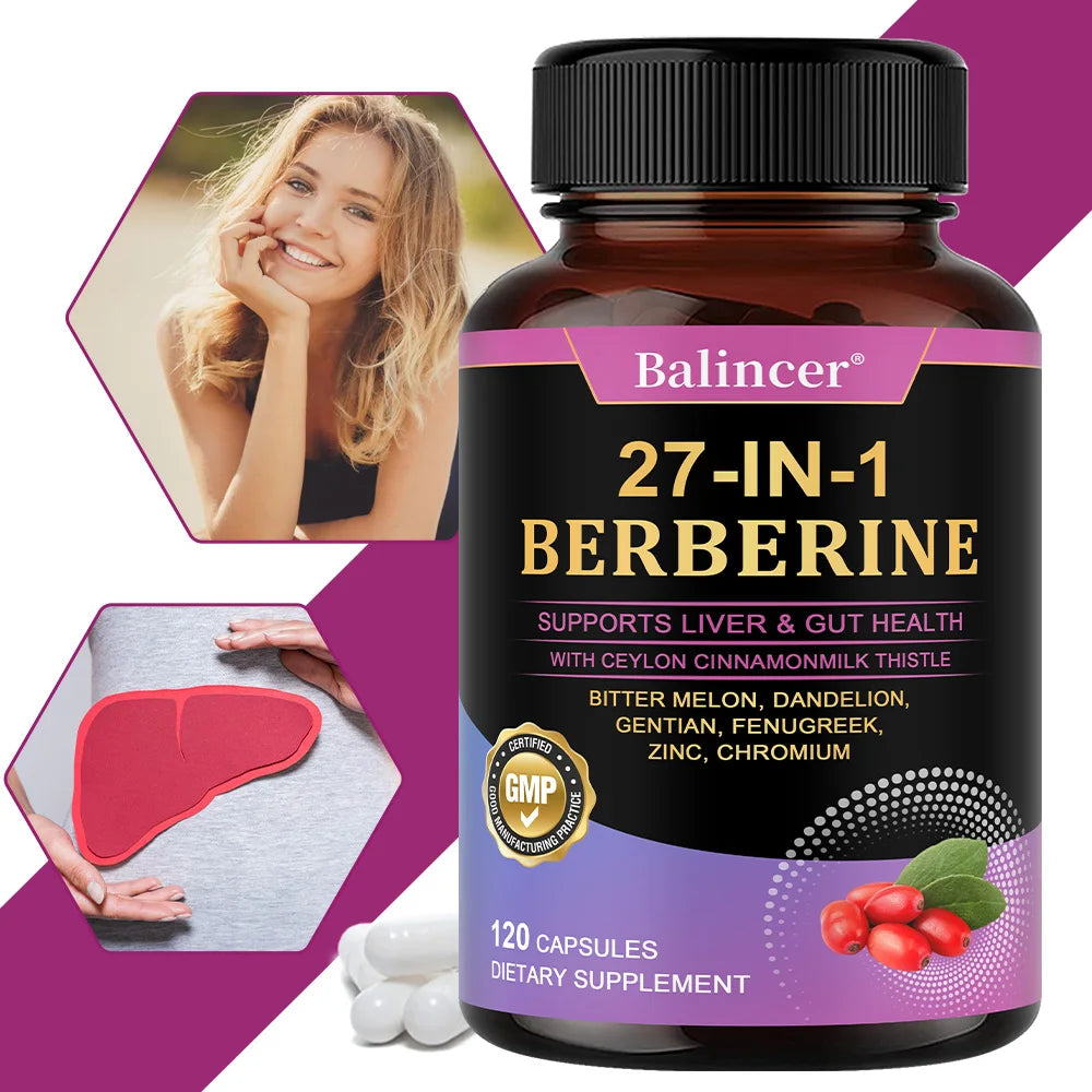 Cápsulas de bereberina - con canela de Ceilán - Equilibrio del azúcar en sangre, Salud cardiovascular, Ayuda a la digestión, Promueve el metabolismo