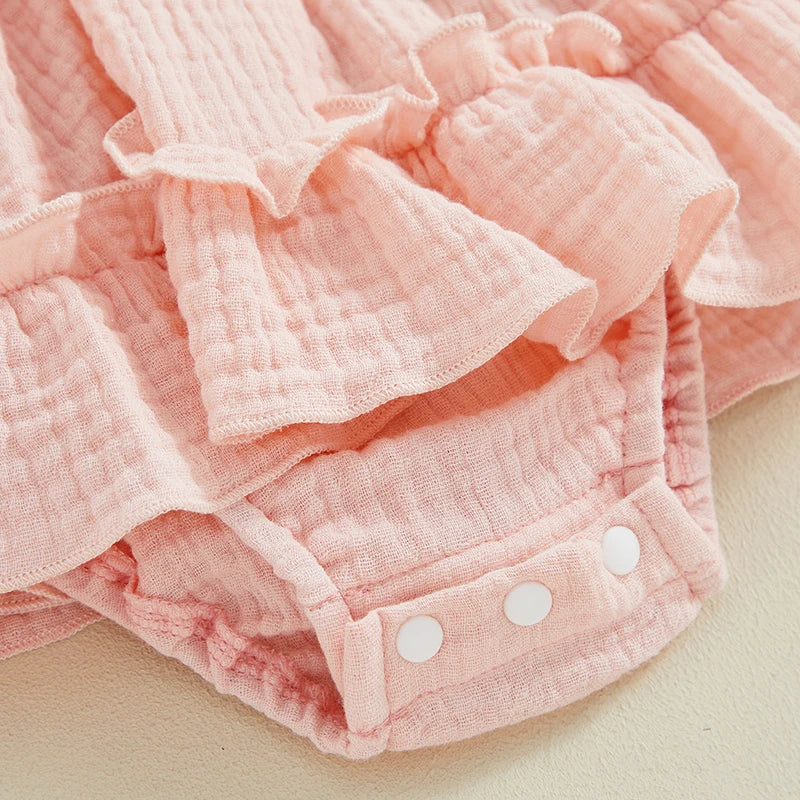 Baby Girl Sleeveless Tie-Strap Romper & Headband