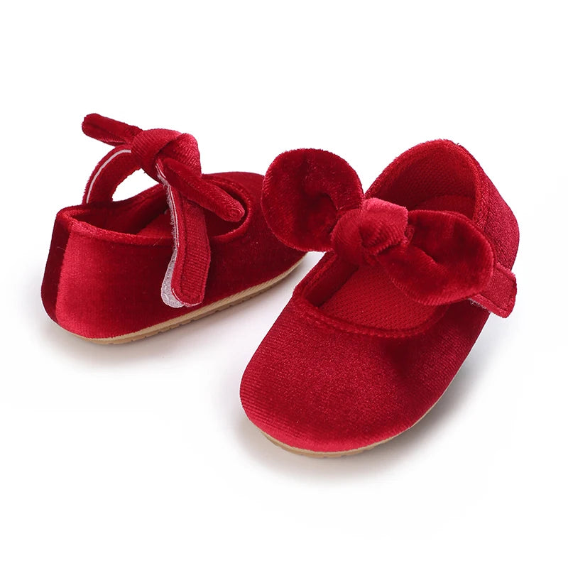 Spring and Autumn New Velvet Baby Shoes Sneakers Non slip Shoes Red Christmas Velvet Children's Shoes