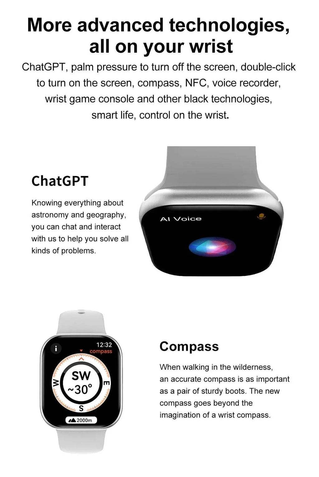 Nuevo reloj inteligente DT 10 con memoria grande de 16GB NFC, brújula de visión estéreo 3D, modo Muiti-Sport, reloj inteligente resistente al agua con llamadas Bluetooth