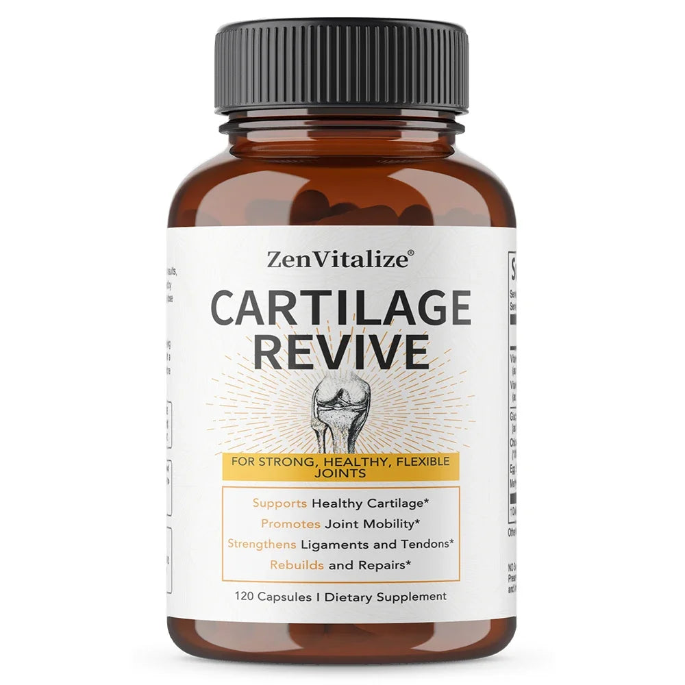 Cápsulas de Suplemento Cartilage Revive con Glucosamina, MSM, Vitamina D3, C - Apoyo para las Articulaciones, Antioxidante, Mejora la Flexibilidad