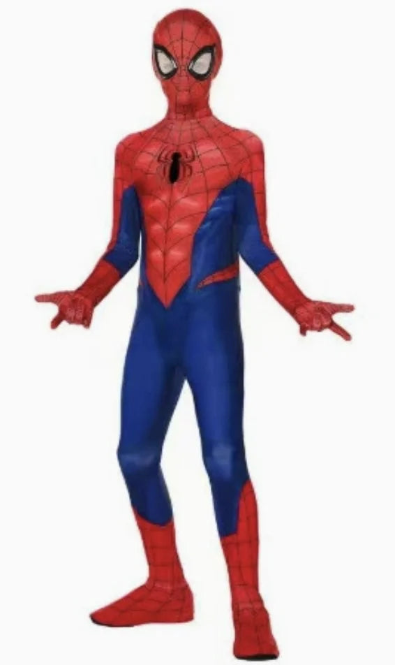 Red and blue Spider-Man cos costume Halloween Comic-Con Children Adult one-piece tights Independent blindfold Hero performance