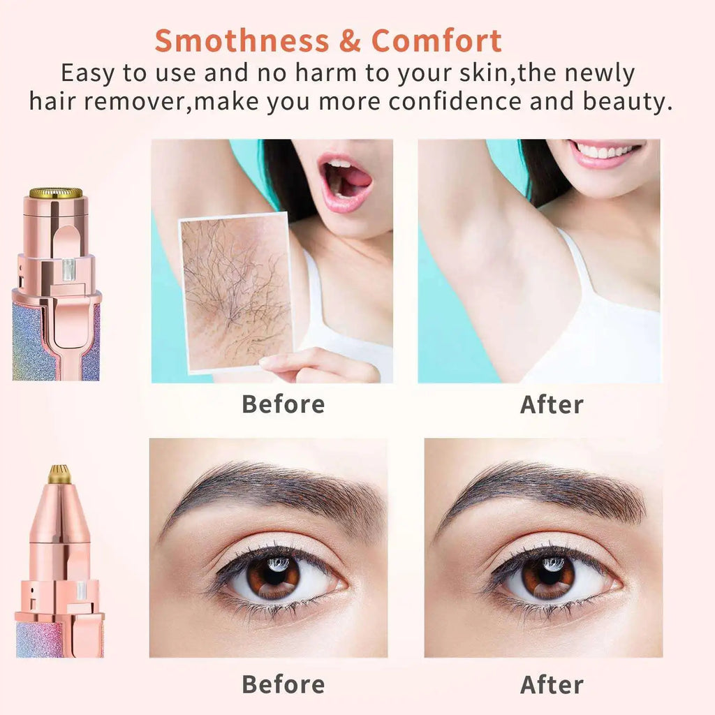 Depiladora eléctrica portátil 2 en 1 recargable, depilación facial, afeitadora de cejas, afeitadora facial indolora para rostro y labios.