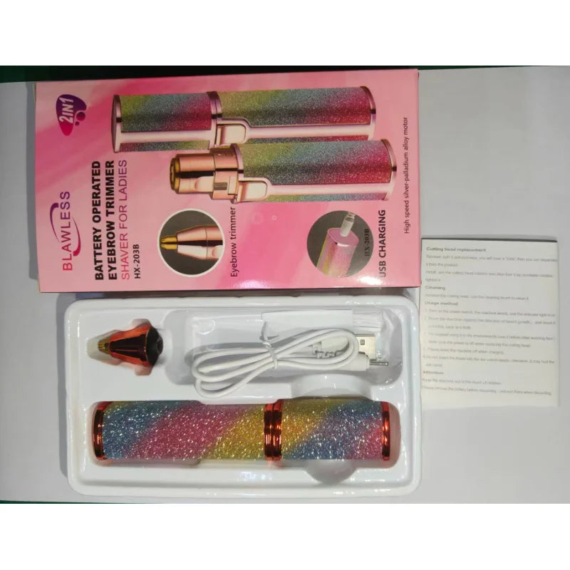 Depiladora Eléctrica de Cejas para Mujer 2 en 1, Recargable, Depilación Facial y Afeitadora de Cejas, Depiladora Corporal sin Dolor