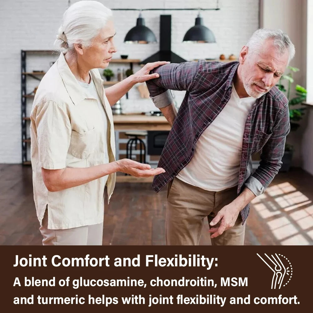 Glucosamina, Condroitina y MSM – Suplemento para el Soporte de las Articulaciones para Mujeres y Hombres con Sulfato de Glucosamina para el Cartílago y la Flexibilidad