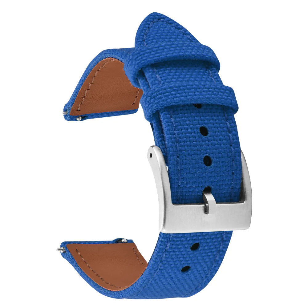 Correa de reloj de nailon de 18mm, 20mm y 22mm, correas de reloj de cuero y tela de vela de dos caras, pulseras de liberación rápida, cinturón deportivo para hombres y mujeres