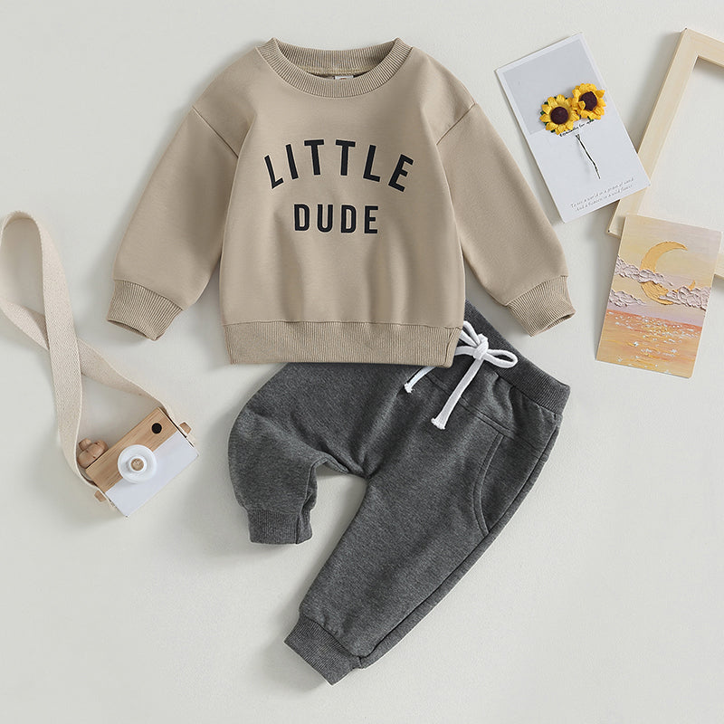 Toddler Letter-Print Long-Sleeve Top & Pants Set