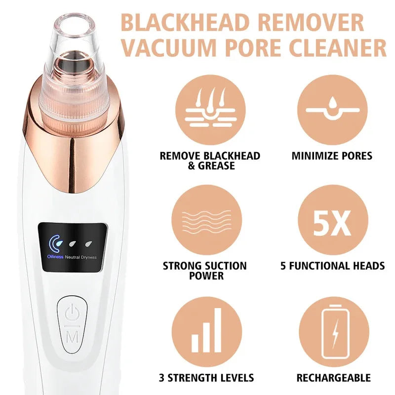 Removedor eléctrico de espinillas, limpiador al vacío para acné, eliminación de manchas negras, limpieza Facial profunda de poros, máquina limpiadora de poros, herramientas para el cuidado de la piel