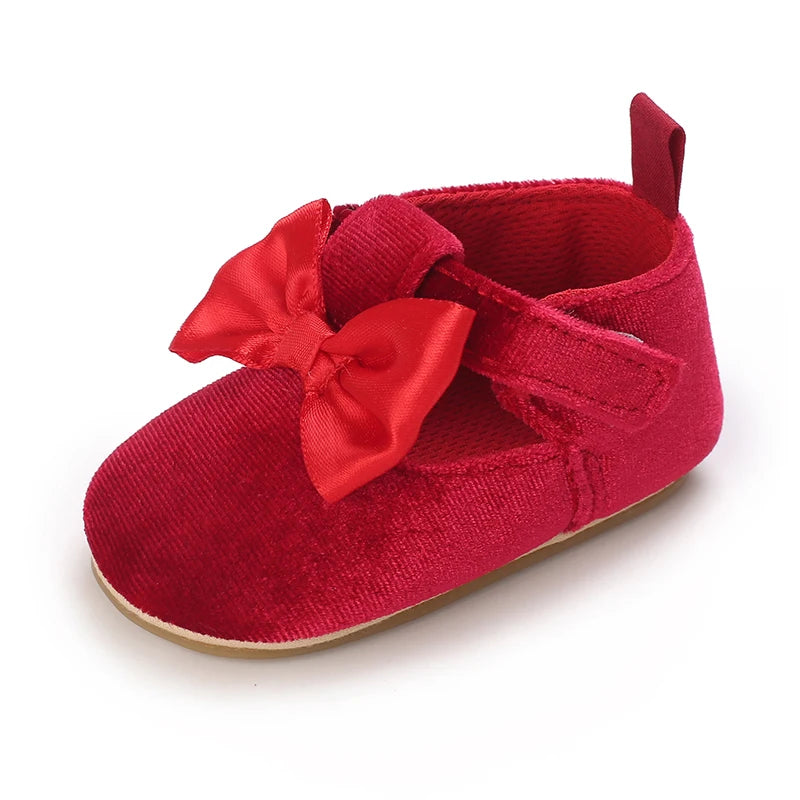 Spring and Autumn New Velvet Baby Shoes Sneakers Non slip Shoes Red Christmas Velvet Children's Shoes
