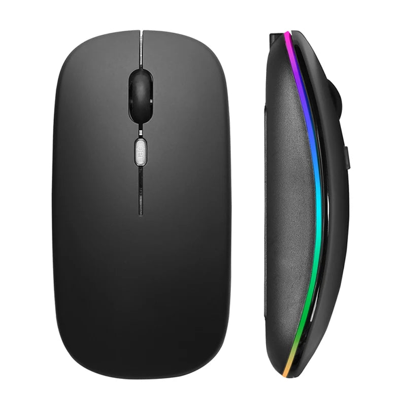 Ratón inalámbrico RGB recargable USB 2,4 GHz Bluetooth ratón inalámbrico ordenador Mause retroiluminado con LED ratón ergonómico para juegos para ordenadores portátiles