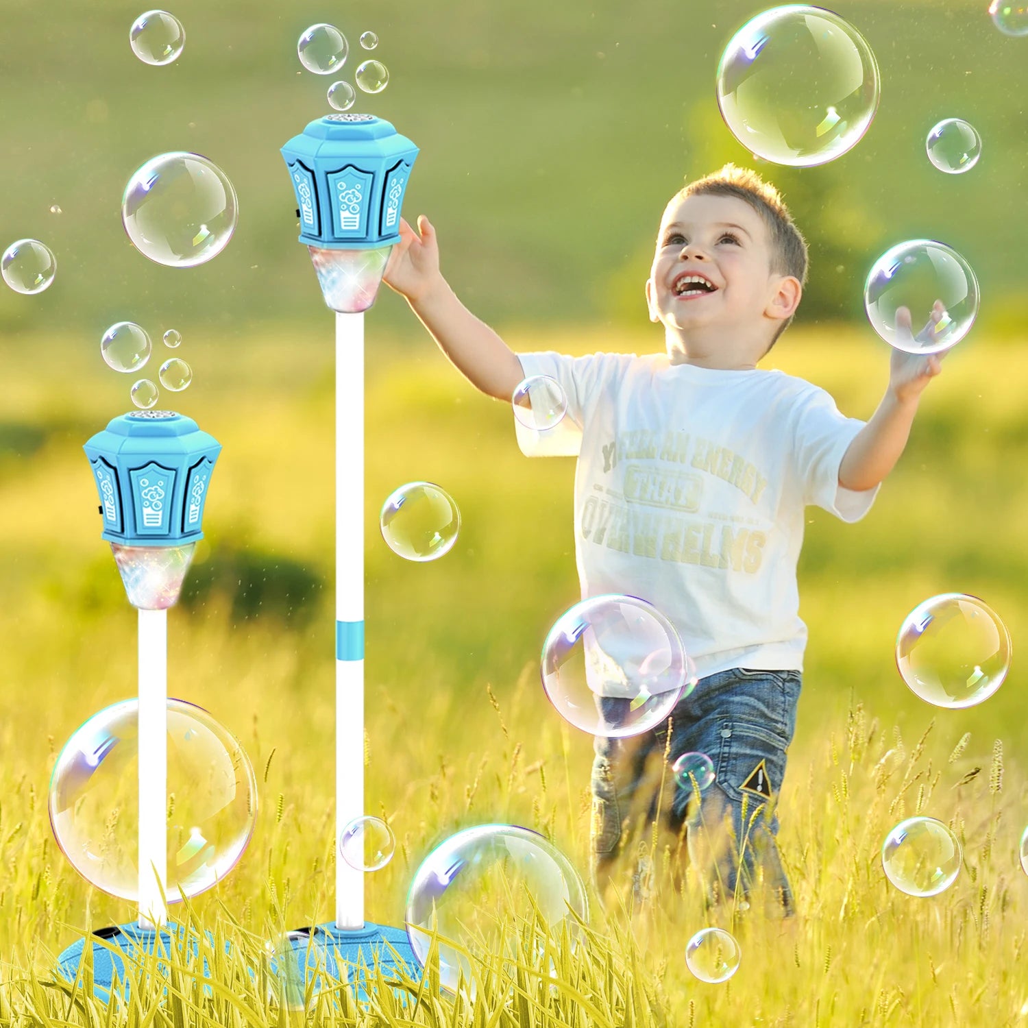 Máquina de burbujas con soporte con luces y música para soplador de burbujas de jabón al aire libre, adecuado para deportes acuáticos, decoración para fiesta de boda, burbujas