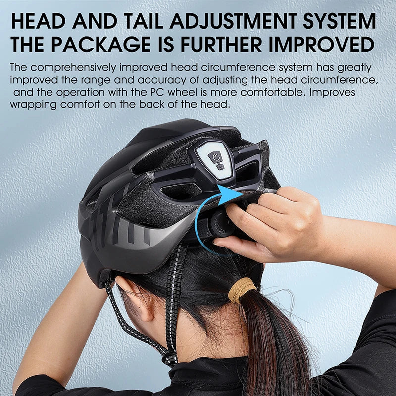 Casco de Ciclismo Ultraligero WEST BIKING con Luz Trasera y Gafas Integradas para Hombre y Mujer, Casco de Seguridad para Ciclismo de Montaña, Carretera y Motocicleta