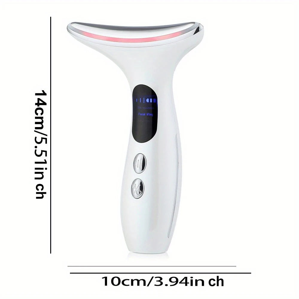 Dispositivo de masaje vibratorio para cuello y cara, máquina de Estiramiento facial, microcorrientes, terapia de luz roja, antiarrugas