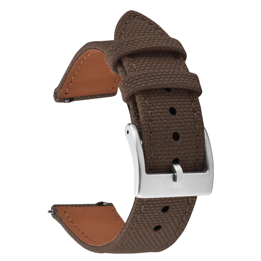 Correa de reloj de nailon de 18mm, 20mm y 22mm, correas de reloj de cuero y tela de vela de dos caras, pulseras de liberación rápida, cinturón deportivo para hombres y mujeres