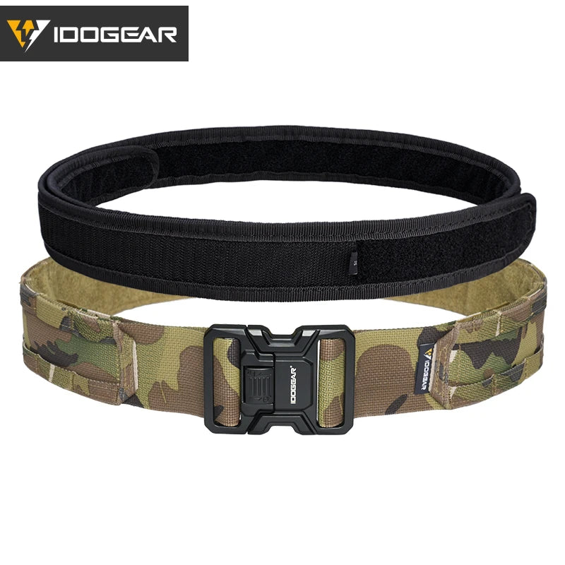 IDOGEAR-Cinturón táctico MOLLE de 2 ", cinturón MOLLE de liberación rápida con interior exterior ajustable para hombres, deportes al aire libre Airsoft 3444