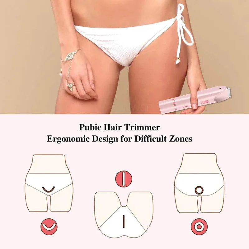 Maquinilla de afeitar eléctrica de doble cabezal para mujer, afeitadora indolora recargable en seco y húmedo, utensilio para eliminar el vello para zonas privadas corporales