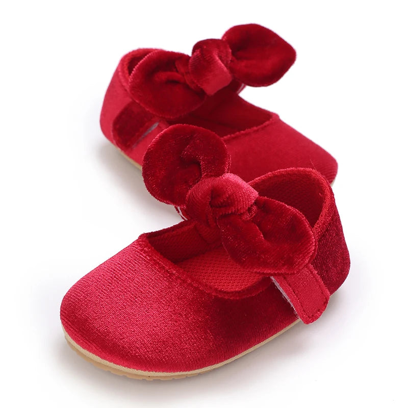 Spring and Autumn New Velvet Baby Shoes Sneakers Non slip Shoes Red Christmas Velvet Children's Shoes