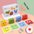 Cube Face Change Building Blocks Board Game Wood Puzzle Expression Wooden Blocks Toys for Gift