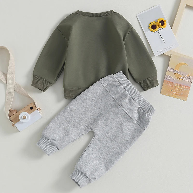 Toddler Letter-Print Long-Sleeve Top & Pants Set