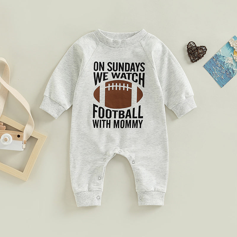 Baby Long-Sleeve Rugby Letter-Print Romper