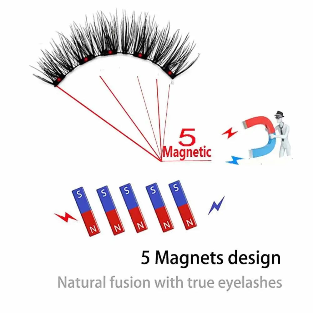 Pestañas magnéticas naturales 3D, con 5 pestañas magnéticas, caja de envío, pestañas hechas a mano, regalo falso, soporte reutilizable, Drop Magne T6N2