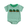 Baby Truck Embroidered Striped Short-Sleeve Romper