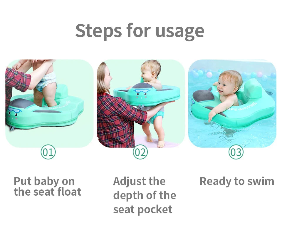 Mambobaby Baby Float with Seat Large Swimming Ring for Infant No Inflation Pool Accessories 6-18-24 Months Pool Game Toys