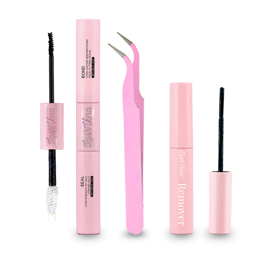 Pegamento y sello para pestañas individuales, 8ml, pegamento y sello, sujeción súper fuerte para extensión de pestañas y removedor de pegamento para pestañas, Kit de pinzas de 5ml