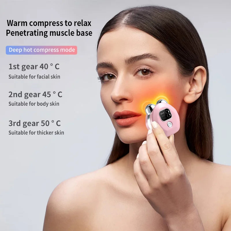 Masajeador de rodillo de microcorriente portátil, vibración eléctrica, levantamiento de cara y cuello, instrumento de belleza antiarrugas para estiramiento de la piel