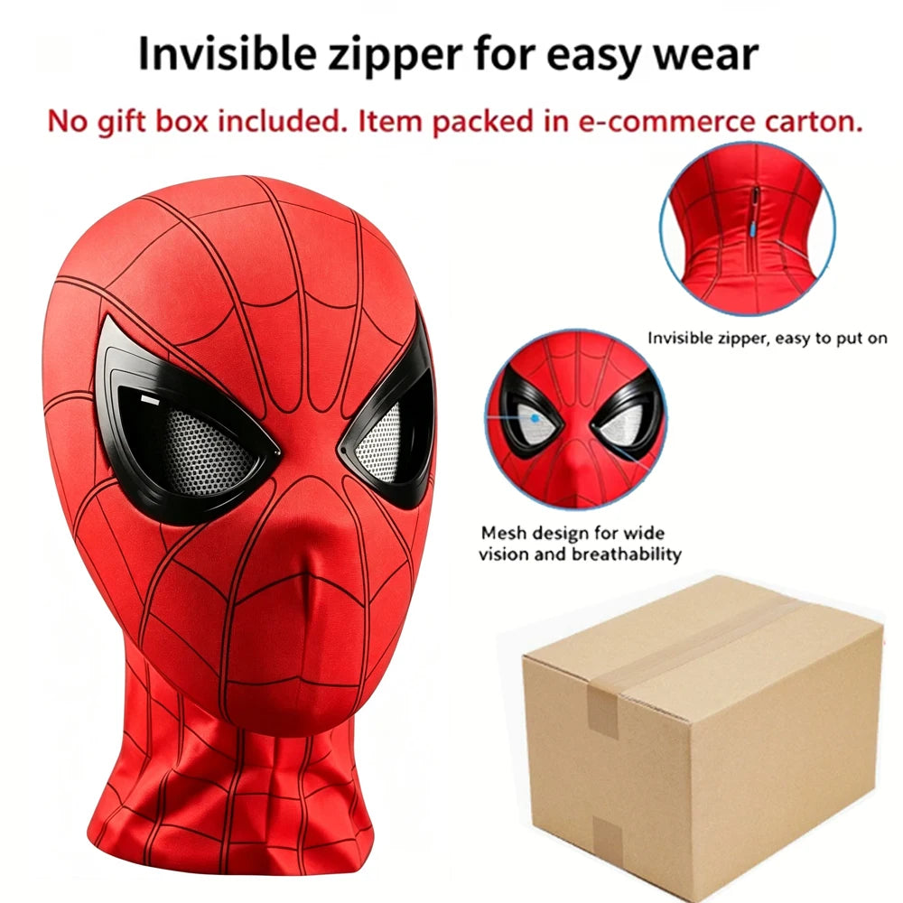 Spider-Man Cosplay Mask with Chin-Activated Blinking Eyes