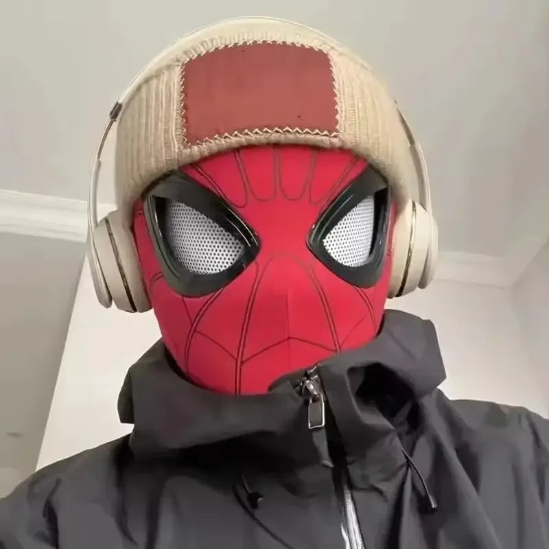 Spider-Man Cosplay Mask with Chin-Activated Blinking Eyes