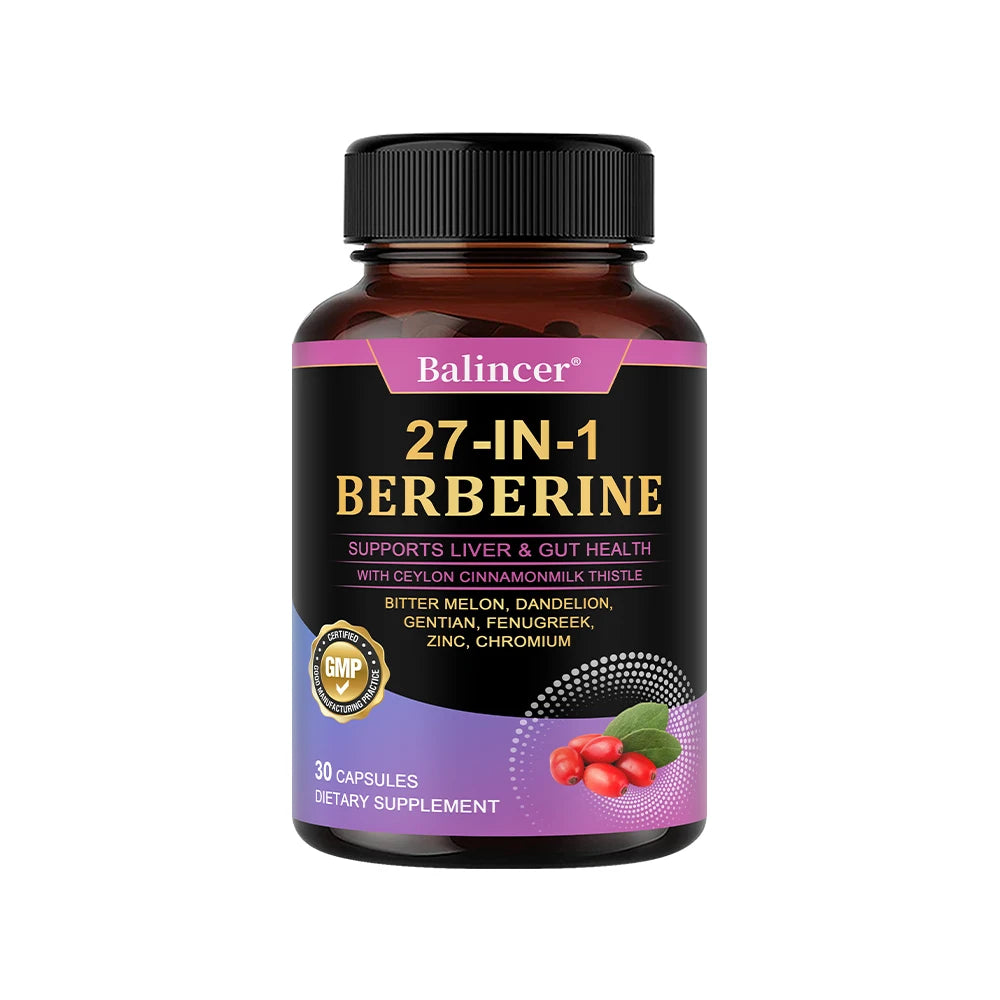 Cápsulas de bereberina - con canela de Ceilán - Equilibrio del azúcar en sangre, Salud cardiovascular, Ayuda a la digestión, Promueve el metabolismo