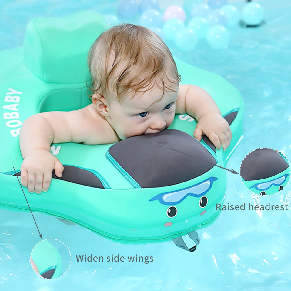 Mambobaby Baby Float with Seat Large Swimming Ring for Infant No Inflation Pool Accessories 6-18-24 Months Pool Game Toys