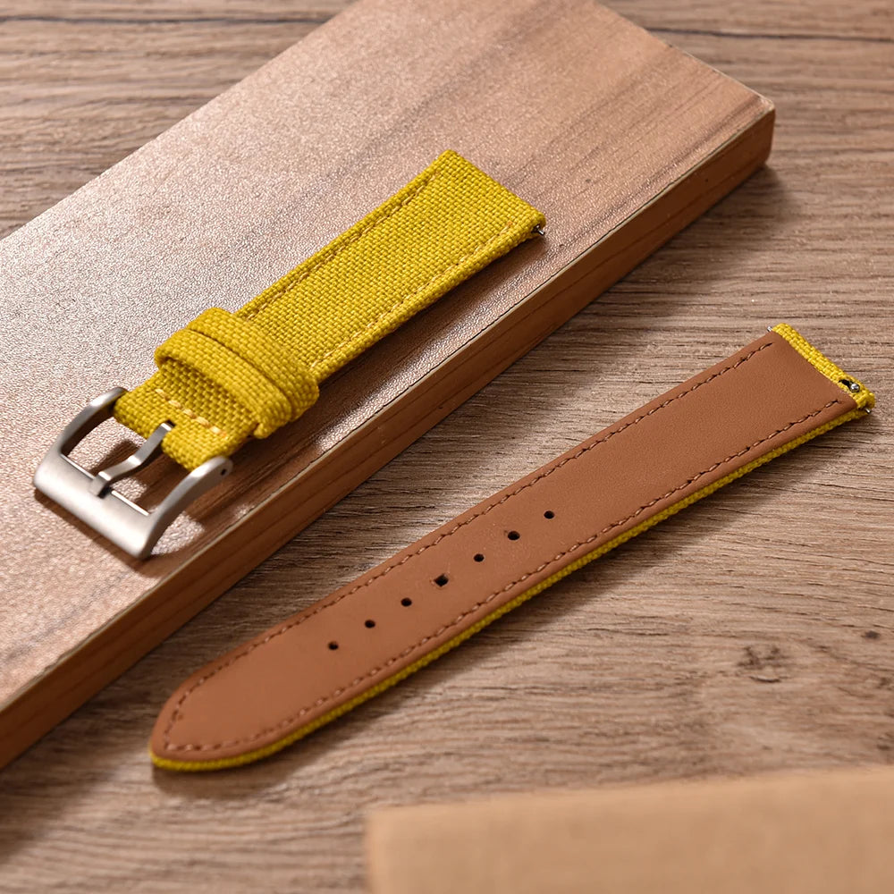 Correa de reloj de nailon de 18mm, 20mm y 22mm, correas de reloj de cuero y tela de vela de dos caras, pulseras de liberación rápida, cinturón deportivo para hombres y mujeres