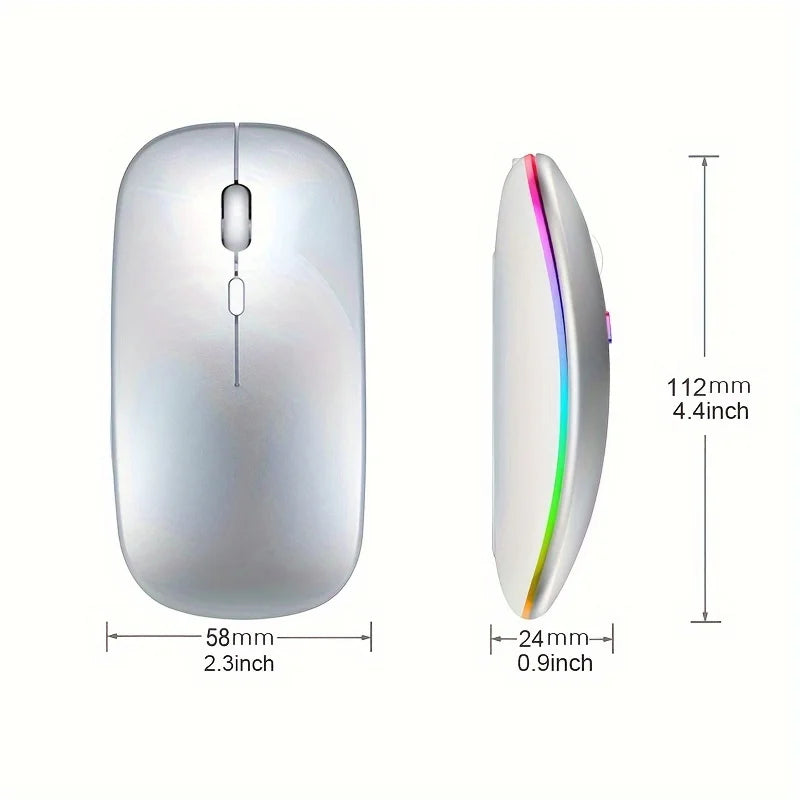 Ratón inalámbrico Bluetooth 2,4G modos duales ratones recargables RGB ergonómico silencioso clic ratón para PC ordenador iPad portátiles 3600DPI