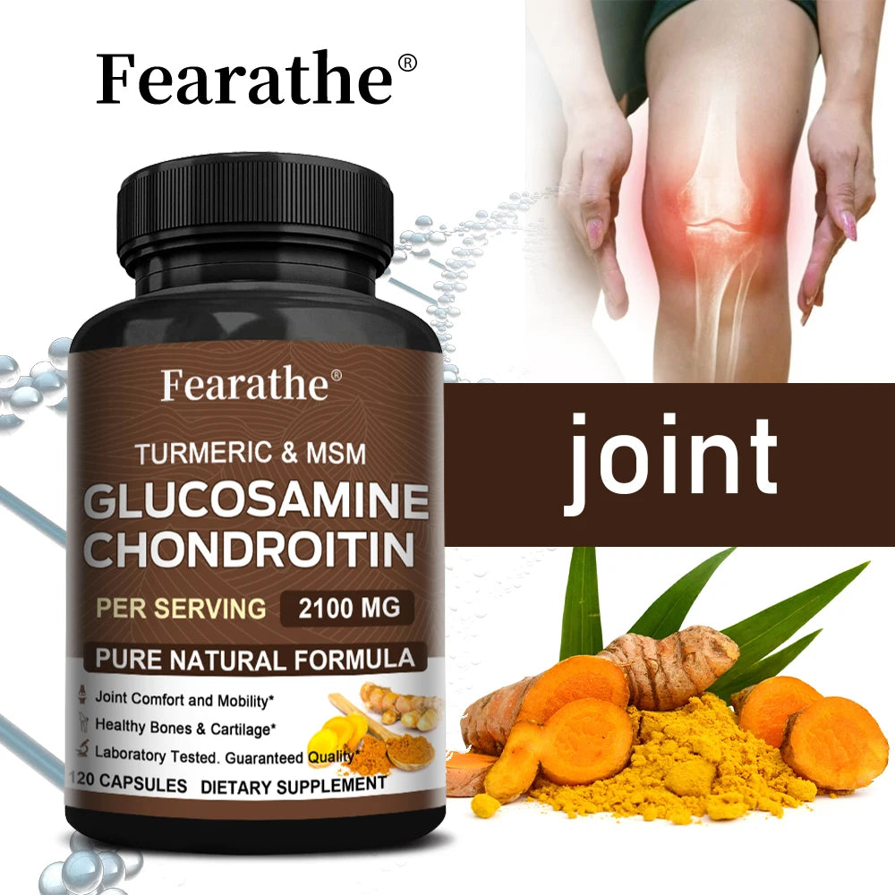 Glucosamina, Condroitina y MSM – Suplemento para el Soporte de las Articulaciones para Mujeres y Hombres con Sulfato de Glucosamina para el Cartílago y la Flexibilidad