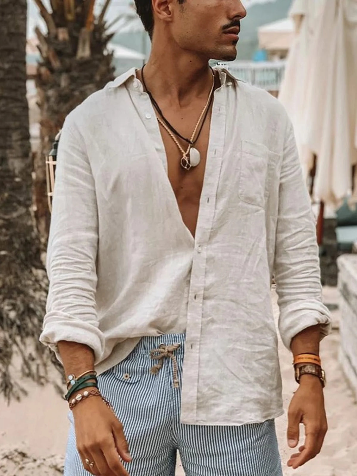 Camisa de manga larga delgada de color sólido para hombres, cárdigan de solapa, adecuado para actividades al aire libre, moda informal