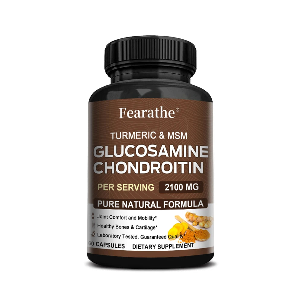 Glucosamina, Condroitina y MSM – Suplemento para el Soporte de las Articulaciones para Mujeres y Hombres con Sulfato de Glucosamina para el Cartílago y la Flexibilidad