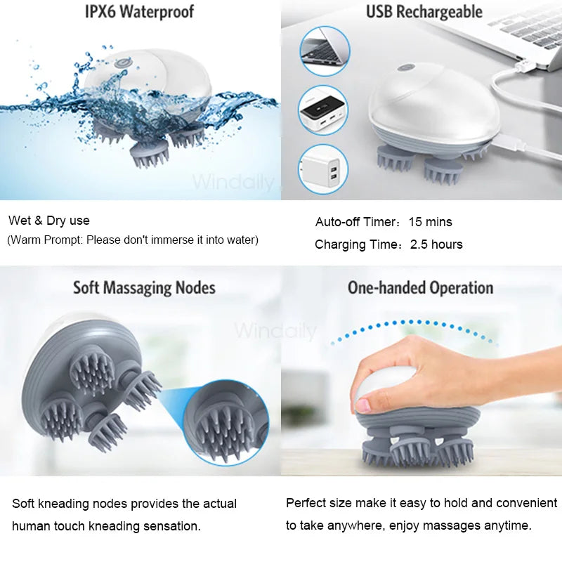 Masajeador Eléctrico para Cuero Cabelludo, Dispositivo Vibrador y Amasador para el Cuidado de la Salud, Masaje de Tejido Profundo para Hombros, Cuello, Piernas, Brazos, Masajeador para Mascotas