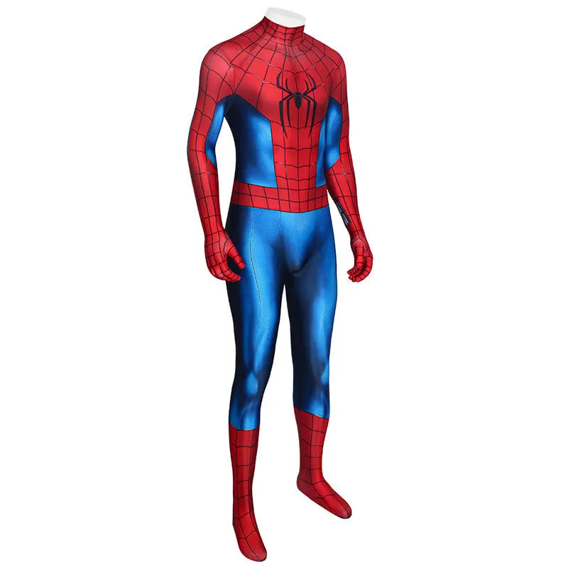 Red & Blue Spider-Web Cosplay Bodysuit for Adults