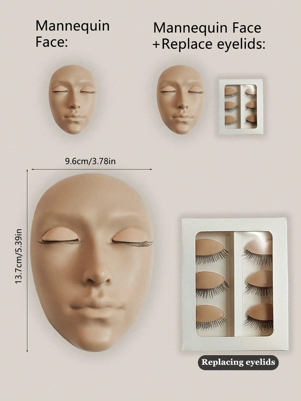 Cabeza de maniquí de pestañas, entrenamiento Facial falso de silicona cosmetología de la piel extensión de ojos de pestañas práctica maquillaje herramientas de tratamiento facial